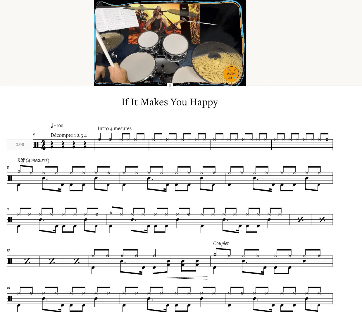 Video synchronisée à la partition de If It Makes You Happy